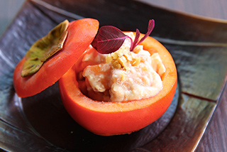 柿とディップソースの和え物